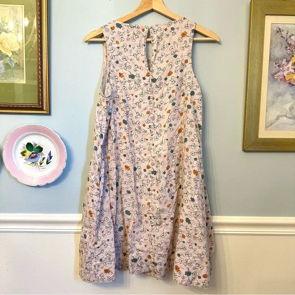Cynthia Rowley 100% Linen Sz Small Floral Pink Mini Dress Tunic Minimalist - Picture 5 of 7